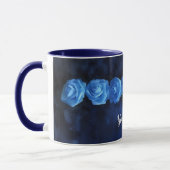 Mug Musique Rose bleue avec option de nom (Gauche)