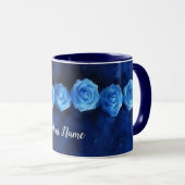 Mug Musique Rose bleue avec option de nom (Devant droit)