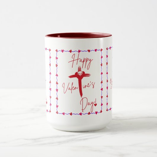 Mug Musique rouge Heureuse Sainte-Valentin (Centre)
