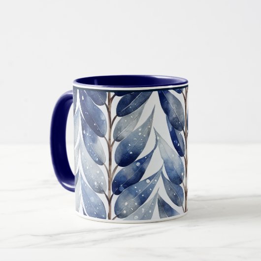 Mug Musique Sérénité Feuille Bleue (Devant gauche)