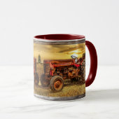 Mug Musique tracteur de ferme rouge (Devant droit)