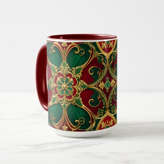 Mug Musique verte rouge Noël (Devant gauche)