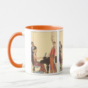 Mug Musique vintage, chanteur de piano Art Déco