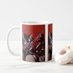 Mug Musique vintage, groupe de jazz musical Art Déco e