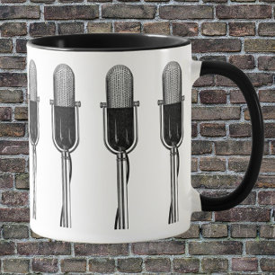 Mug Musique vintage, Microphone rétro à l'ancienne