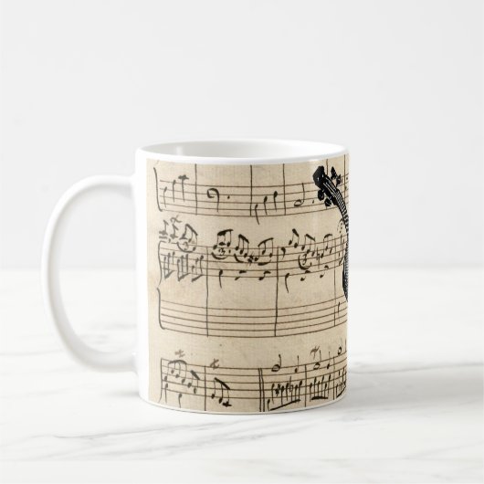 Mug Musique violon vintage et feuille (Gauche)
