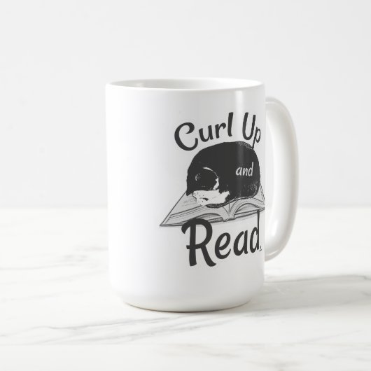 Mug Must Curl Up Read Cat Lover Reading Design (Devant droit)