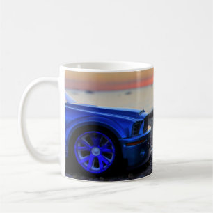 Mug Mustangs bleus et verts au coucher du soleil