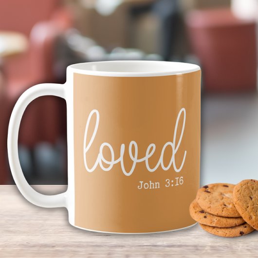 Mug Mustard Love Faith Citation minimaliste