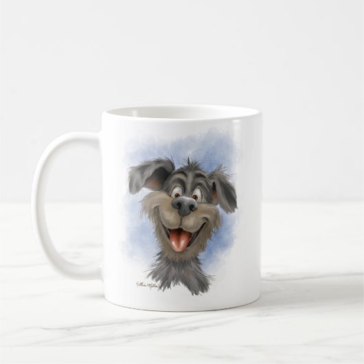 Mug Mutt à la grimace heureuse – Dessin animé de chien (Gauche)