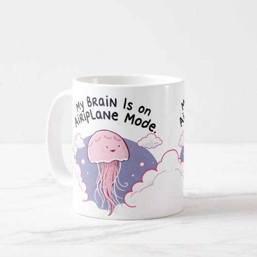 Mug My Brain Airplane Mode Funny Jellyfish Brain Fog (Devant gauche)