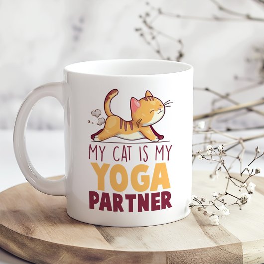Mug "My Cat is My Yoga Partner" Drôle