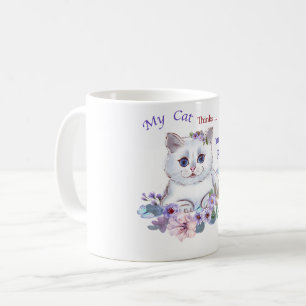 Mug My Cat pense que je suis parfait Cat Illustration