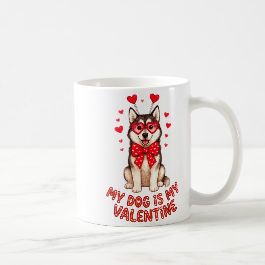Mug My Dog Is My Valentine Husky Heart Gles Valentines (Droite)
