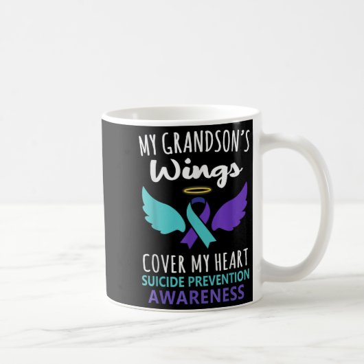 Mug My Grandson's Wings Cover Heart Suicide Awareness (Droite)