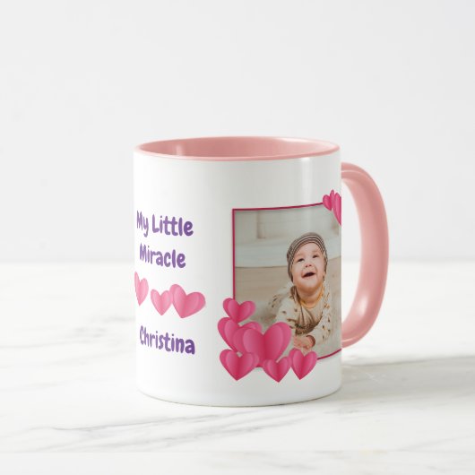 Mug My Little Miracle with Hearts Photos et nom Coff (Devant droit)