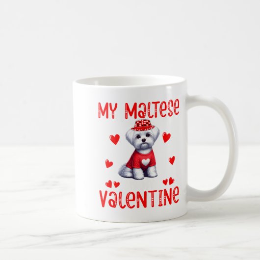 Mug My Maltese Is My Valentine Hearts Costume Single O (Droite)