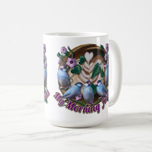 Mug My morning JAVA with Java sparrows (Devant droit)