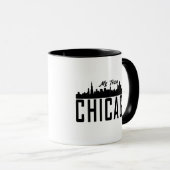 Mug My Town Chicago City Skyline Old Stripe Silhouette (Devant droit)