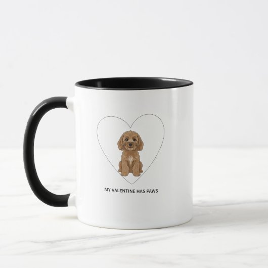 Mug My Valentine Has Paws Cockapoo Dog Lover (Gauche)