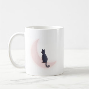Mug Mystère minimaliste Charme croissant lune Chat ros