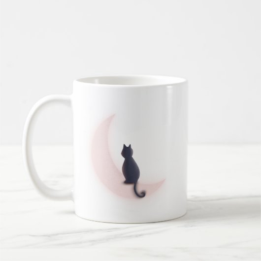 Mug Mystère minimaliste Charme croissant lune Chat ros (Gauche)