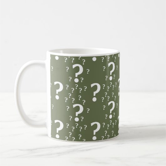 Mug Mystère question marque énigme puzzle vert olive (Gauche)