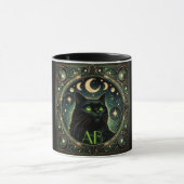 Mug Mystérieux Chat Noir Céleste Art Nouveau Design (Centre)