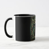 Mug Mystérieux Chat Noir Céleste Art Nouveau Design (Gauche)
