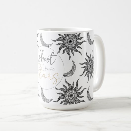 Mug Mystic Sun Moon noir et blanc (Devant droit)