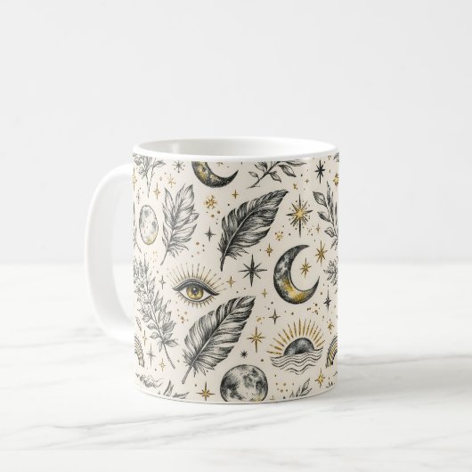 Mug Mystical Celestial Moon Stars Pattern (Devant gauche)