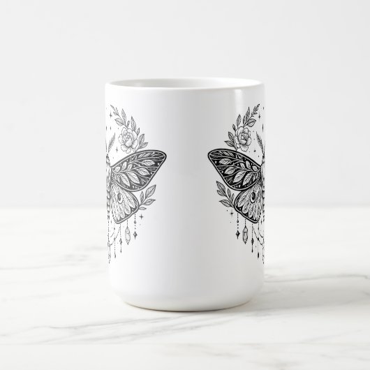 Mug Mystical Gothic Moth Botanical Celestial Line Art  (Centre)
