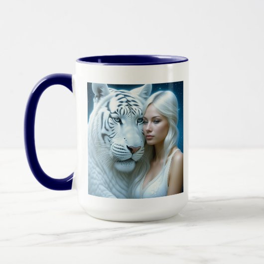 Mug Mystique tigre blanc et belle femme (Gauche)