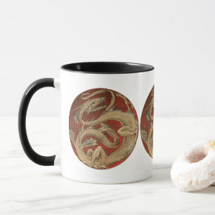 Mug Mythologie Vintage, Dragon Asiatique Doré Antique