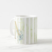 Mug N initial doré sur bandes bleu et blanc (Devant gauche)