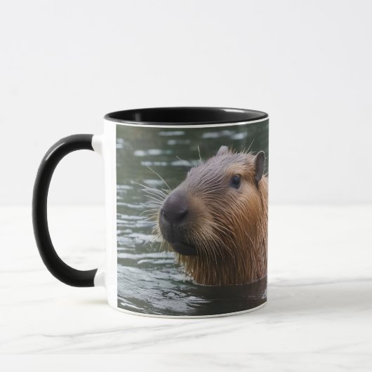Mug Nage des capybaras dans la rivière, (Gauche)
