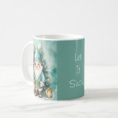 Mug Nain de Noël cosy Turquoise & Or (Devant gauche)