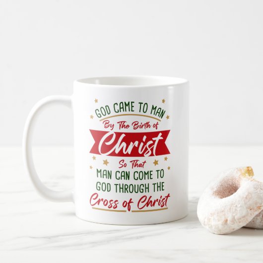 Mug Naissance et Croix de Jésus Christ Foi de Noël  (Avec donut)