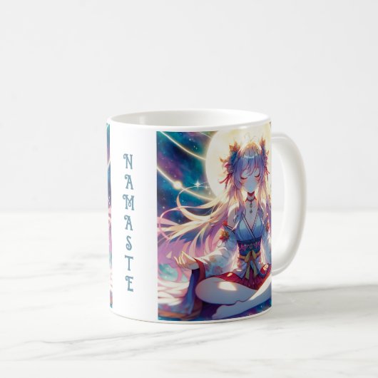 Mug Namaste Anime Girl Meditating (Devant droit)