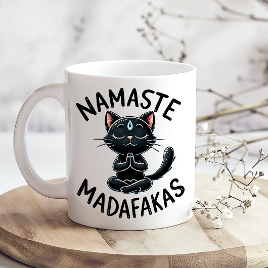 Mug "Namaste Madafakas" Amusants Amoureux de les chats