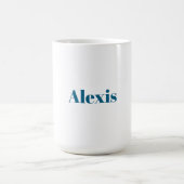 Mug Name Calligraphy Script Plain Simple White Blue (Centre)