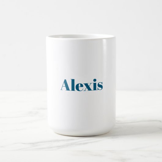 Mug Name Calligraphy Script Plain Simple White Blue (Centre)