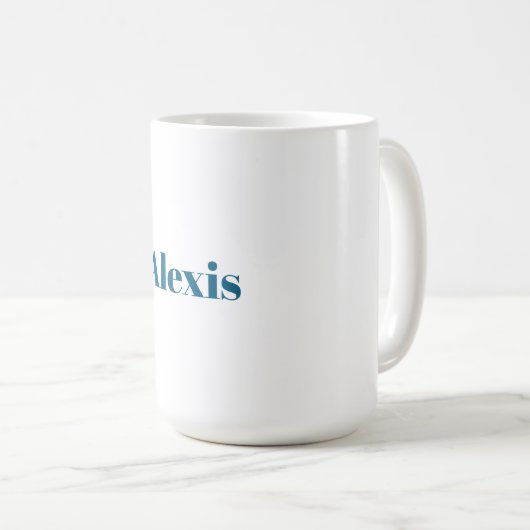 Mug Name Calligraphy Script Plain Simple White Blue (Devant droit)