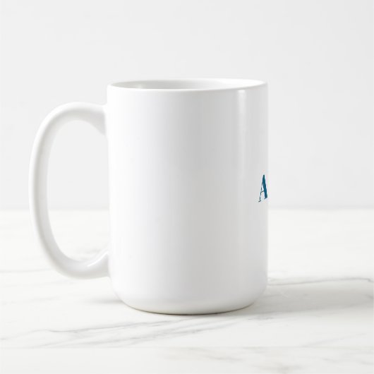 Mug Name Calligraphy Script Plain Simple White Blue (Gauche)