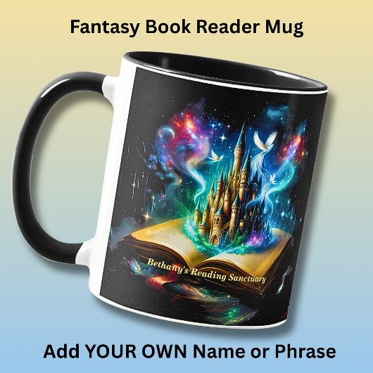 Mug Name, Fantasy Castle Book Novel Reading Sanctuary
