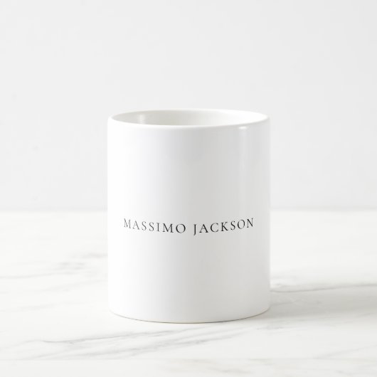 Mug Name Minimalist Modern Plain Simple Black White (Centre)