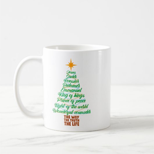 Mug Names Of Jesus Christmas Tree Lights Christian Xma (Gauche)