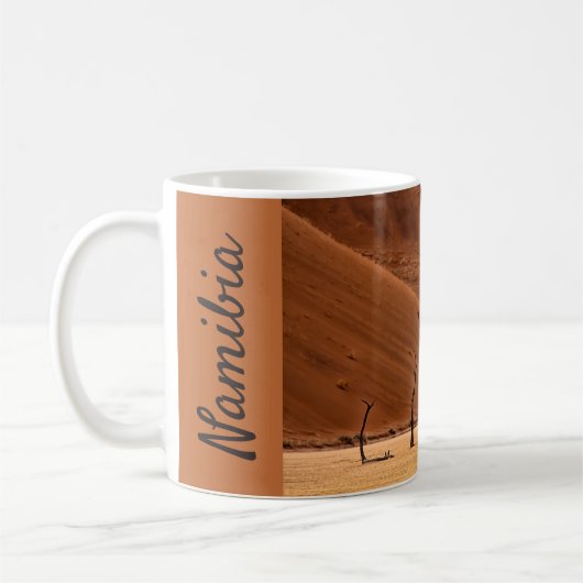 Mug Namibie Dead Vlei dunes photo avec texte (Gauche)