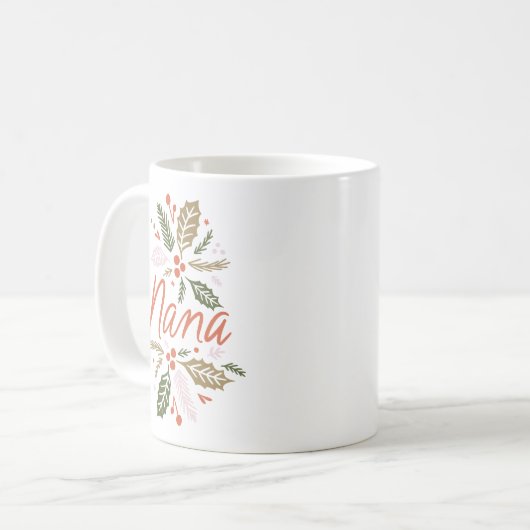 Mug Nana Bright Holly Christmas Red Script (Devant gauche)