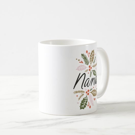 Mug Nana Bright Holly Noël noir Script (Devant droit)